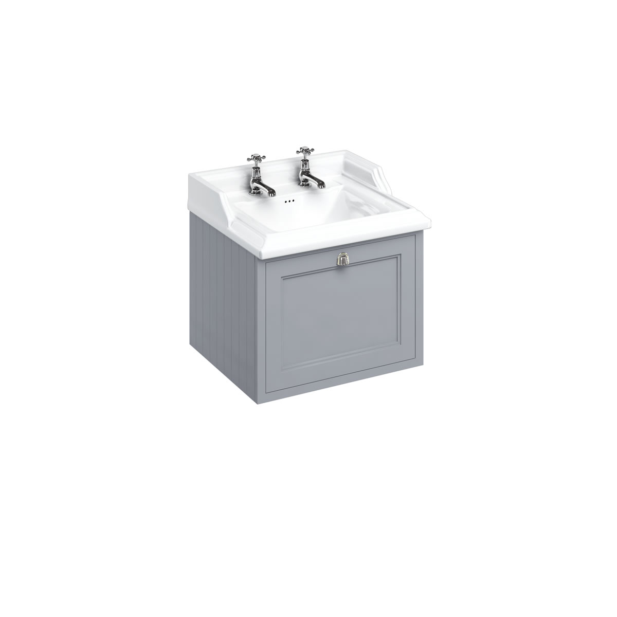 Wall Hung 65 Vanity Unit single drawer - Classic Grey and Classic basin 2 tap holes 